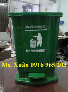 Thùng rác đạp chân y tế 15 lít màu xanh lá