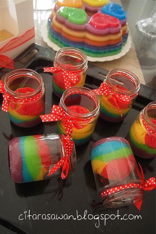 Rainbow Cake in a Jar ~ Resepi Terbaik