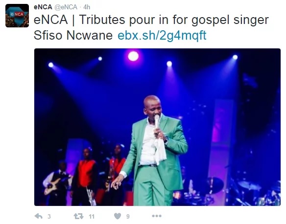 South African gospel artist Sfiso Ncwane is dead