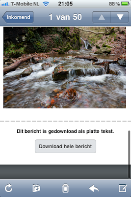 Melding 'Dit bericht is gedownload als platte tekst' in Mail op iPhone