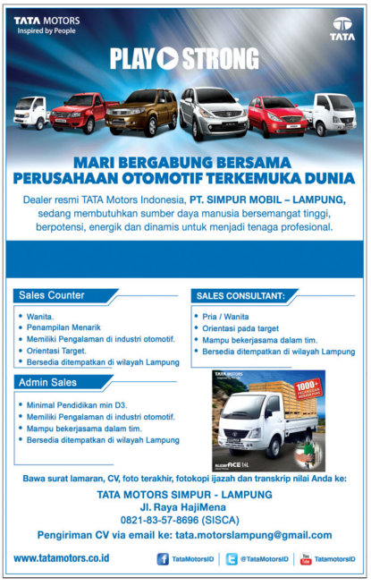 Kesempatan Berkarir di TATA Motors Indonesia (PT. Simpur 