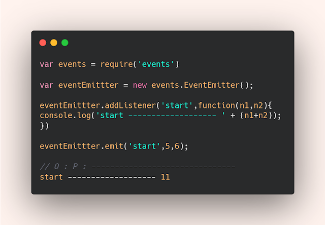 مثال تطبيقي حول استخدام eventEmittter في nodeJs