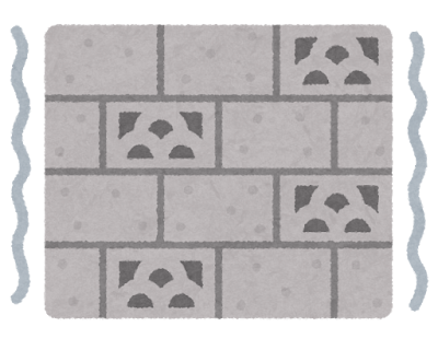 地震で揺れるブロック塀のイラスト（地震）