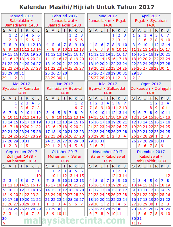 Kalendar Islam 2019 Masihi 1438 1439 Hijrah