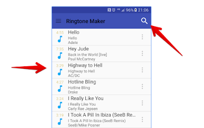 Melihat lagu di aplikasi ringtone maker android