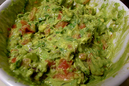 Homemade guacamole from a Mexican kitchen