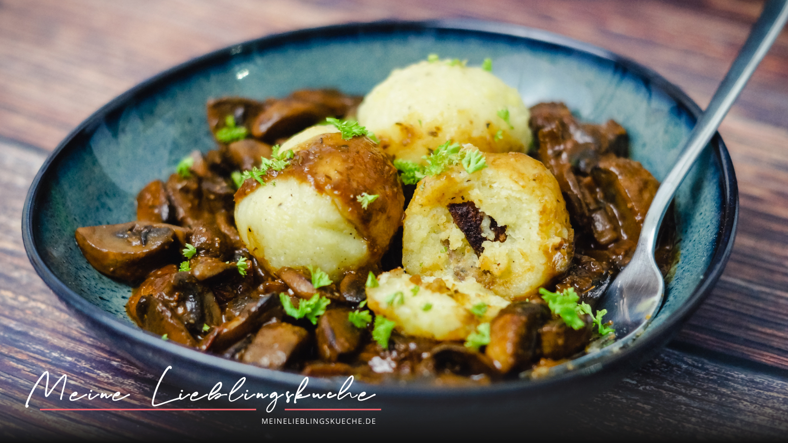 vegane Kartoffelklöße mit Pilzragout