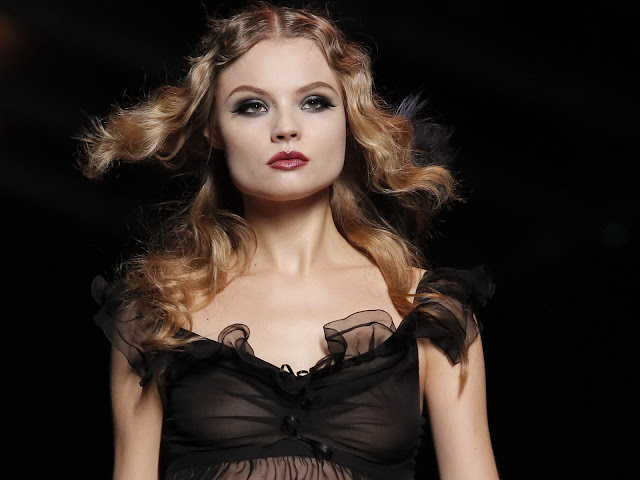 Magdalena Frackowiak see through dress Christian Dior runway candids