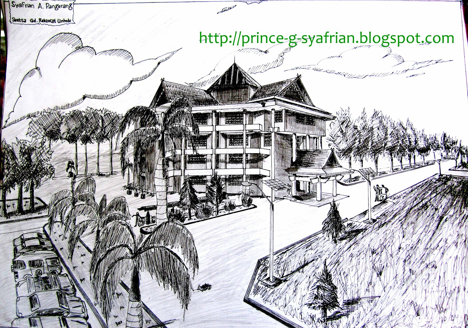 Gambar Sketsa Gedung Perkotaan Sobsketsa