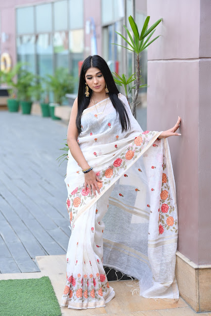 Linen saree