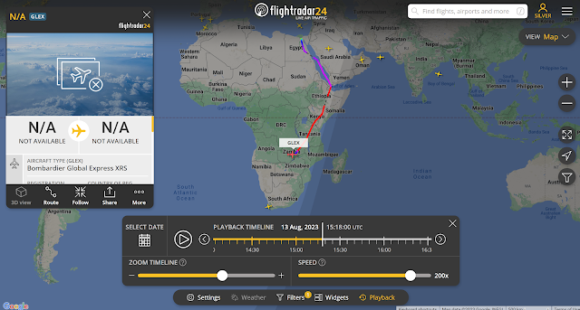 From Flight Radar 24's playback timeline feature