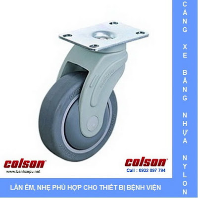 Bánh xe cao su xoay càng nhựa chịu tải trọng 70kg | STO-3856-448 www.banhxepu.net