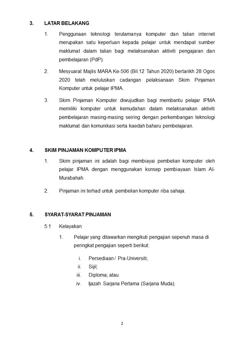 Senarai Semak Borang Pinjaman Komputer / Permohonan Skip Skim Pinjaman