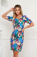 Rochie StarShinerS midi cu imprimeu floral unic