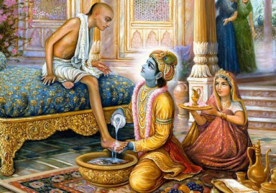 krishna washes sudama's feet