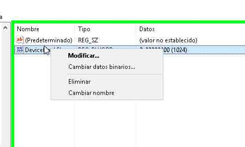 16. Clic derecho sobre el valor y luego en Modificar...