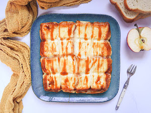 Croque tablette pomme caramel : une brioche perdue facile et rapide !