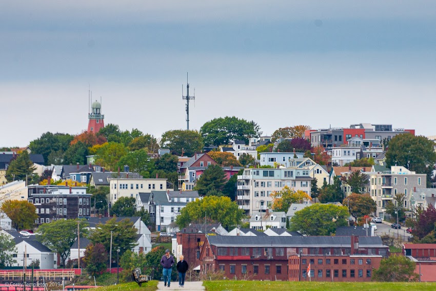 Portland, Maine USA October 2019 photo by Corey Templeton. A stroll around Bug Light Park with Munjoy Hill in the near distance. The compression is from using a 70-300mm lens all zoomed in. It's one of my favorite lenses because of the interesting perspectives you can find.  