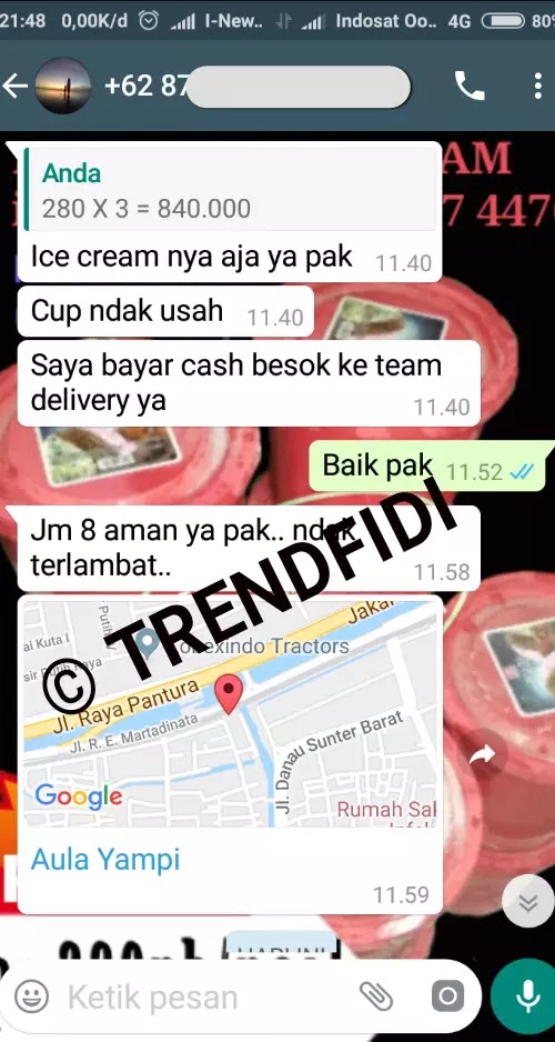 Diamond ice cream delivery Ke ibu Ayu / Imam - Sunter, Jakarta