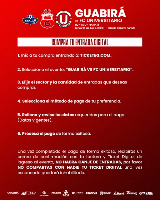 Venta de Entradas Guabira vs Universitario de Vinto