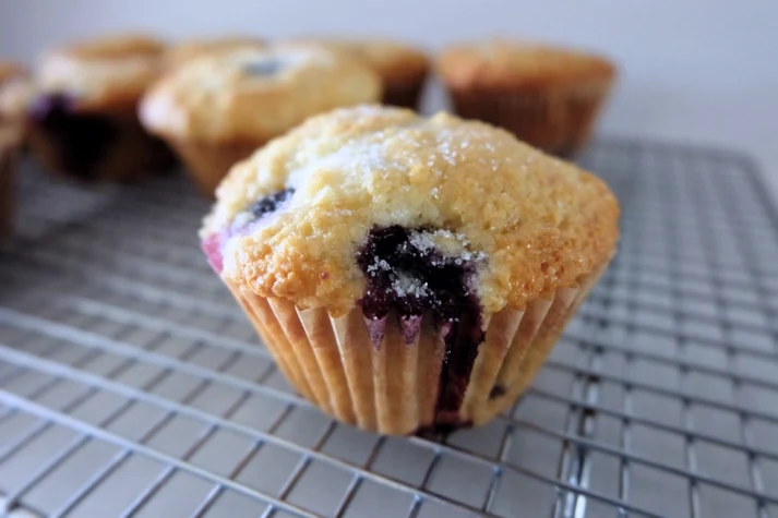 blueberry muffin with sugar on top