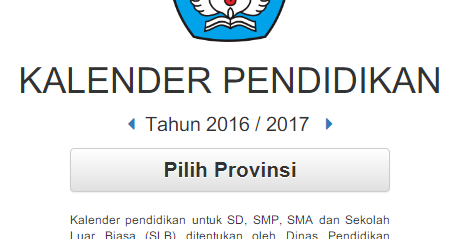Kalender Pendidikan SD, SMP, SMA dan SLB Tahun 2016 / 2017 