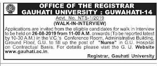 Gauhati University Hospital Recruitment 2019