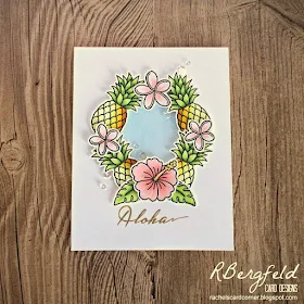 Sunny Studio Stamps: Tropical Paradise Pineapple Wreath Card by Rachel Bergfeld.