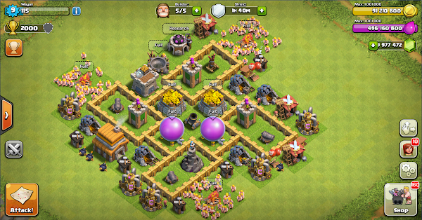 Farming Base Clash Of Clans Town Hall Level 5