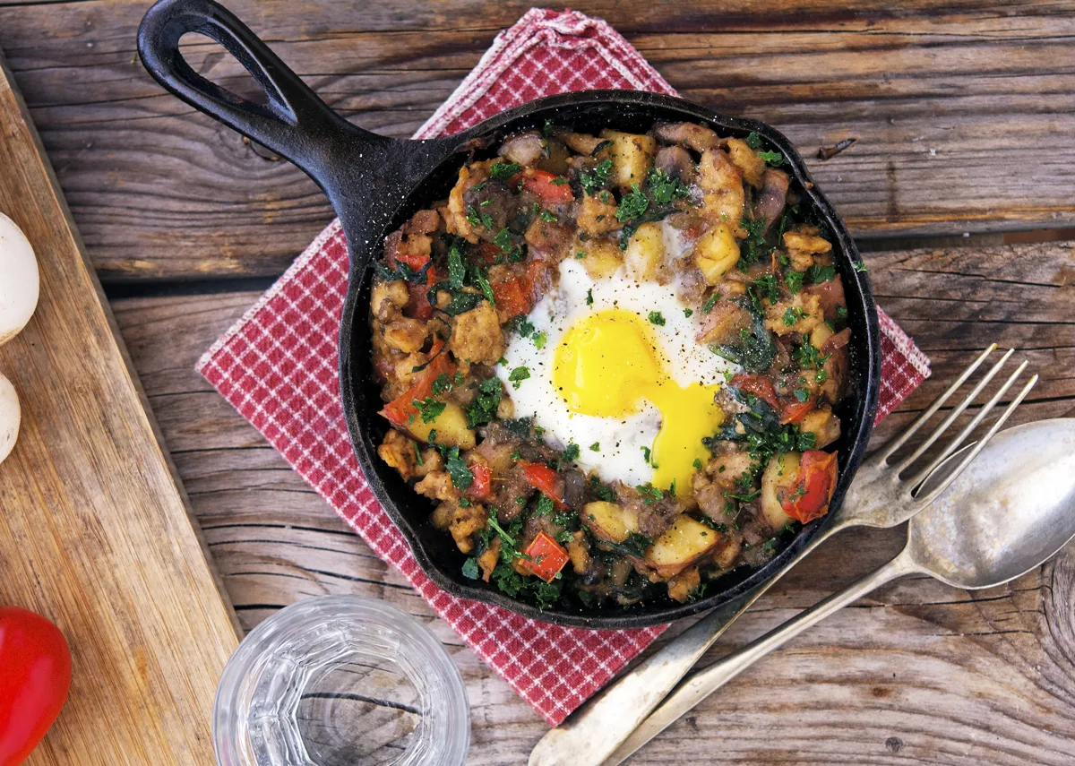 Farmers Market Hash alongside Eggs