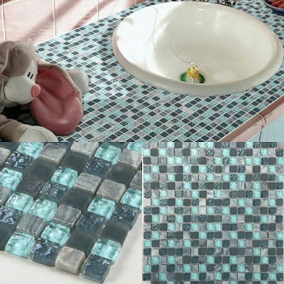 stone and glass mosaic sheets blue square tiles natural marble tile backsplash wall kitchen tile