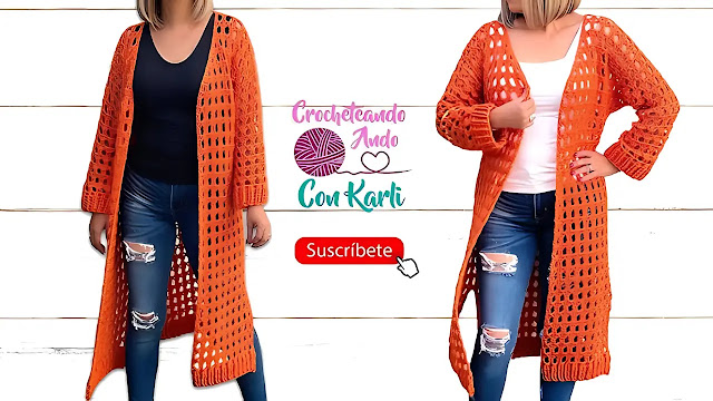 Aprende a como tejer un hermoso abrigo modelo Roma paso a paso a crochet
