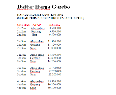 Harga Jual Gazebo Taman 2018