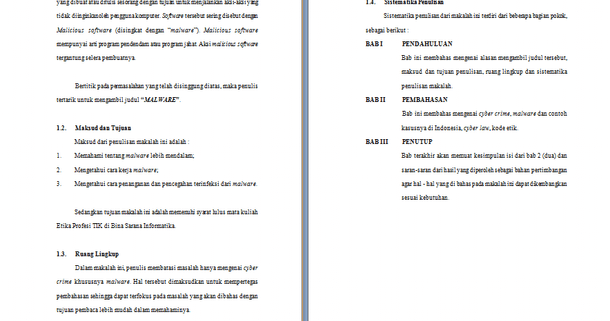 Contoh Makalah Malware Etika Profesi TIK  CONTOH MAKALAH DOCX
