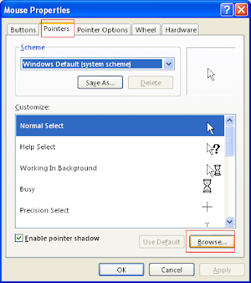 Control Panel -- Mouse -- Pointers