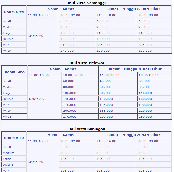 Daftar harga inul vizta promo 2014  CompBat