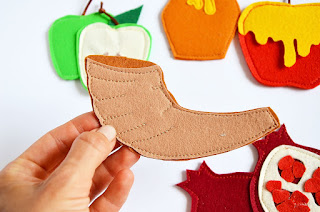 Felt Rosh aShana set, Jewish holidays, felt shofar