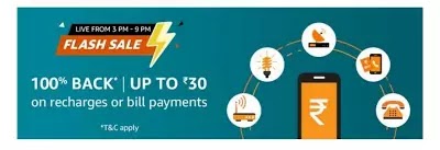 amazon recharge flash sale, 100% cashback on recharges, amazon free recharge promocode, latest amazon pay free recharge offer, free recharge tricks, online free recharge offer, online cashback offer 2020,amazon pay, zebra loot, free ka maal