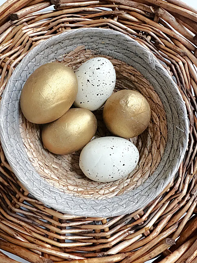 golden eggs in a basket