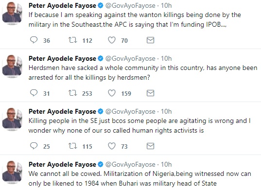 Governor Ayo Fayose reacts to allegations by APC that he is funding IPOB