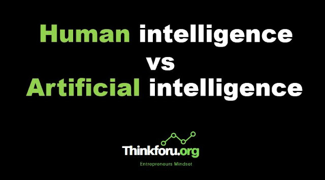 Cover Image of Difference between [ Human intelligence vs Artificial intelligence ] with example