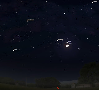 La noche del 22 de enero, Júpiter a 15 minutos de la Luna