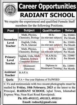 Latest Teaching Faculty Jobs in Rawalpindi February 2023