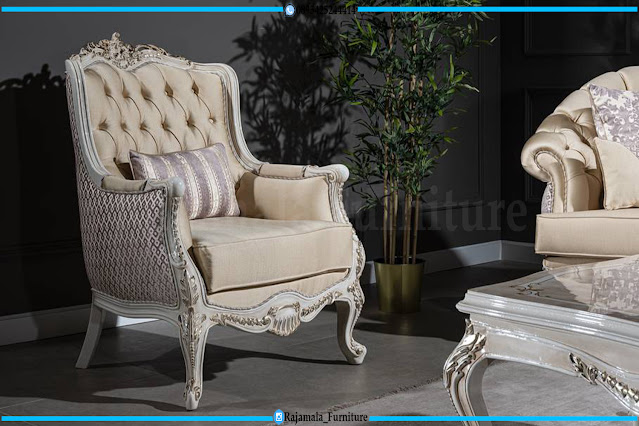 Set Sofa Mewah Putih Duco Ukiran Jepara Klasik Great Quality RM-0984