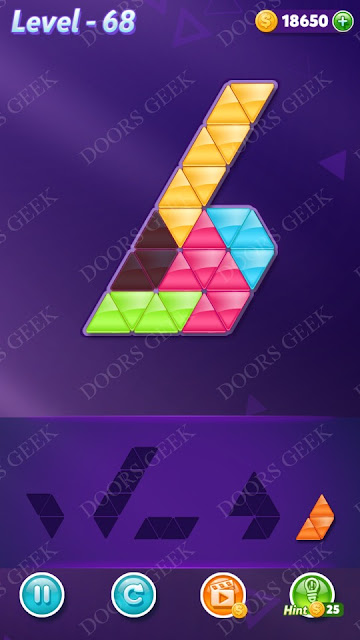 Block! Triangle Puzzle Novice Level 68 Solution, Cheats, Walkthrough for Android, iPhone, iPad and iPod