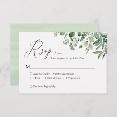  Simple Elegant Eucalyptus Wedding RSVP Card