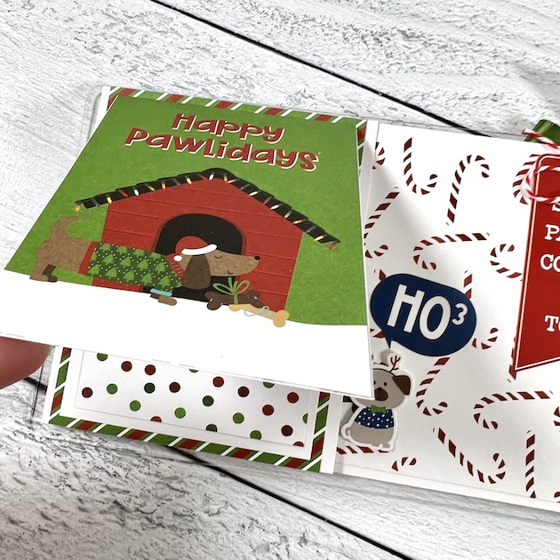 Christmas Dog Scrapbook Album Page with flip-up card and dog house