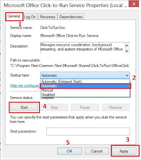 Windows Startup Services Properties