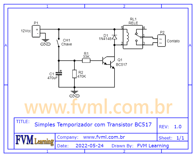Temporizador 10 Segundos a 5 Minutos com Transistor BC517 - fvml