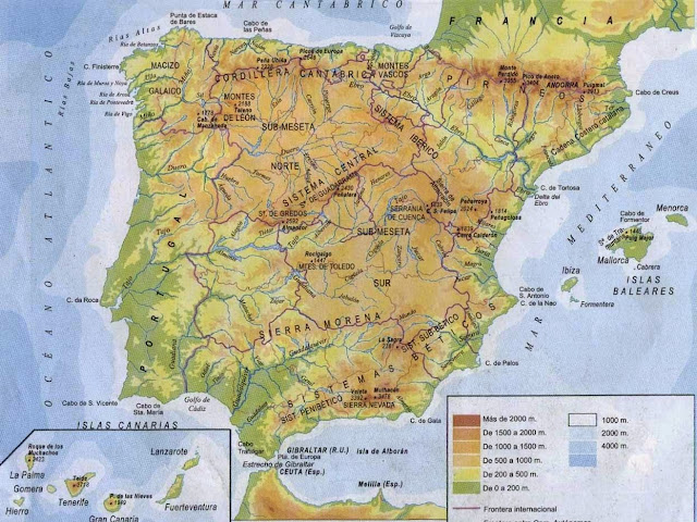 Image result for mapa fisico peninsula iberico